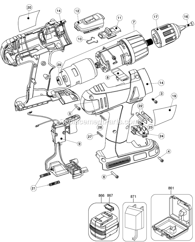 Black and Decker HPD18K-2 (Type 2) 18v Drill Power Tool Page A Diagram